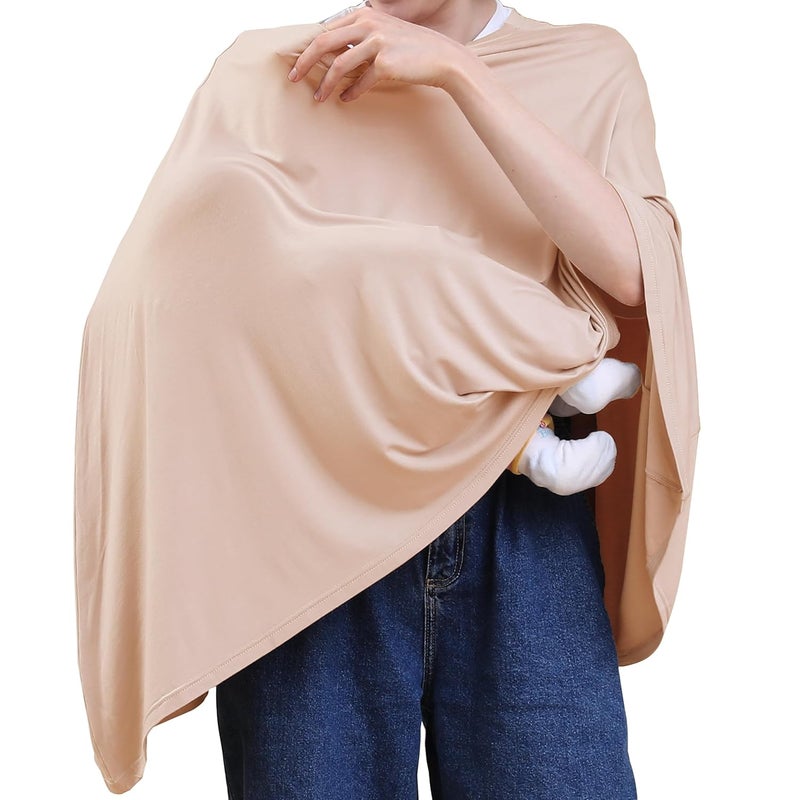 SEJOY Nursing Cover for Breastfeeding, 360°Full Coverage Nursing Poncho, Rayon Soft & Breathable Breastfeeding Cover up (Smooth Rayon, Warm Natural Pink) - Image 1